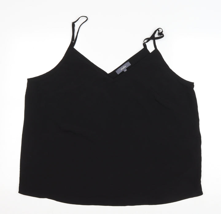 Studio Womens Black Polyester Basic Tank Size 20 V-Neck