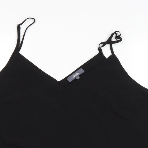Studio Womens Black Polyester Basic Tank Size 20 V-Neck