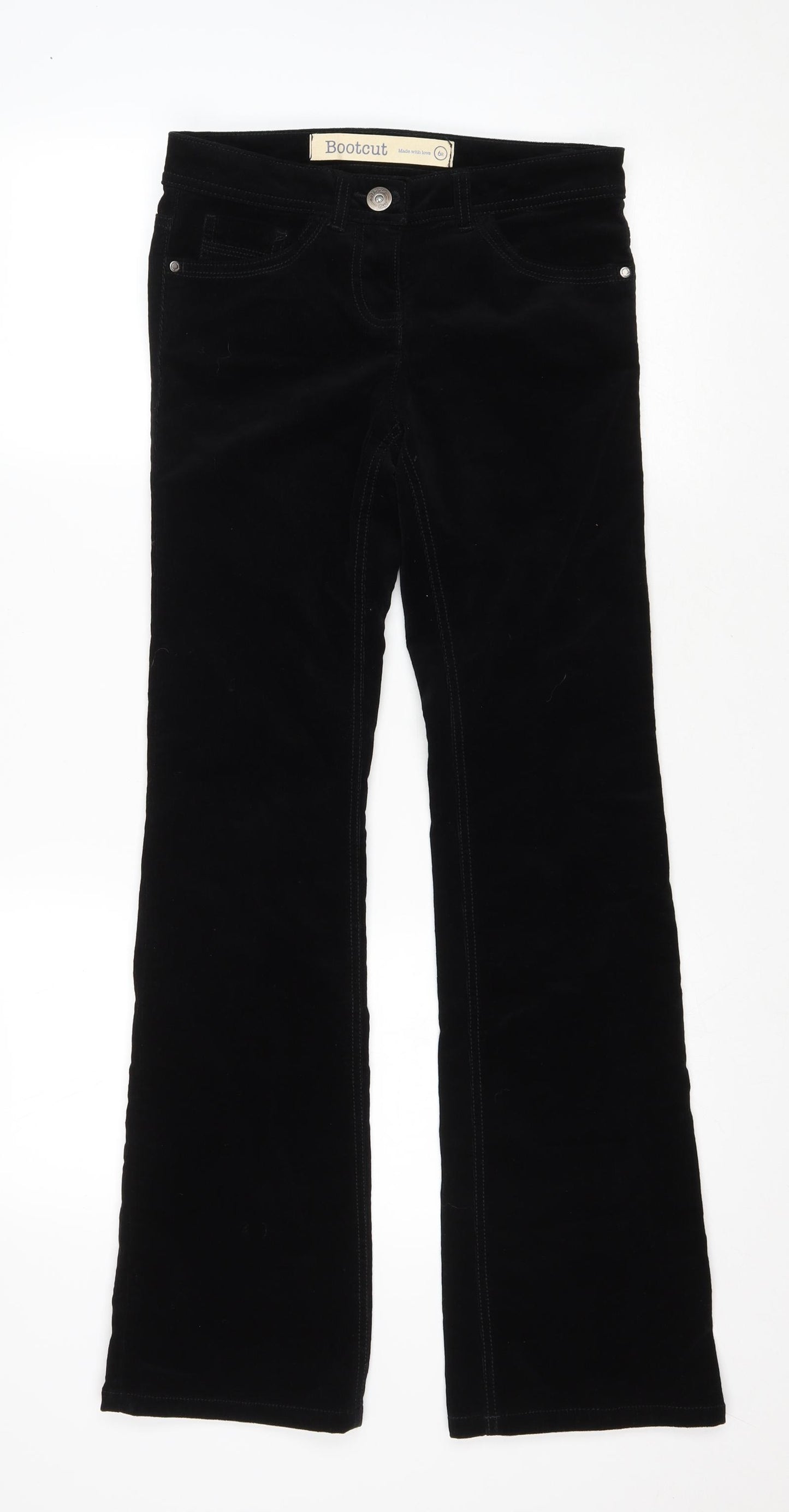 NEXT Womens Black Cotton Bootcut Jeans Size 6 L30 in Regular Zip