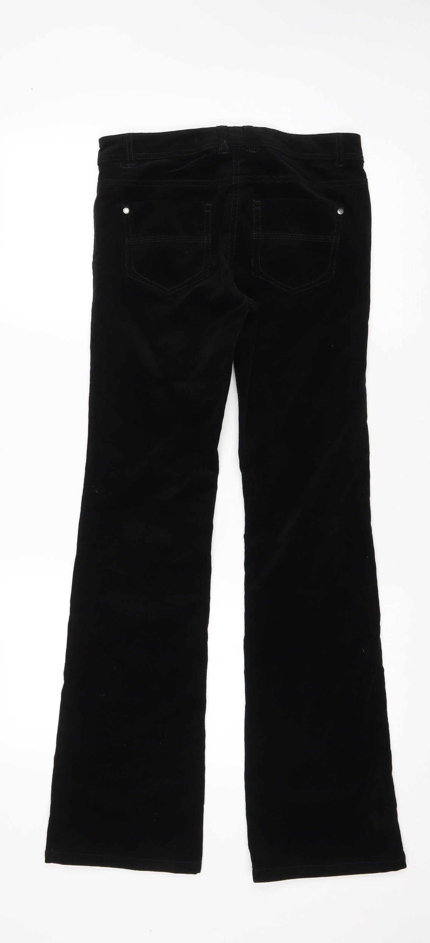 NEXT Womens Black Cotton Bootcut Jeans Size 6 L30 in Regular Zip