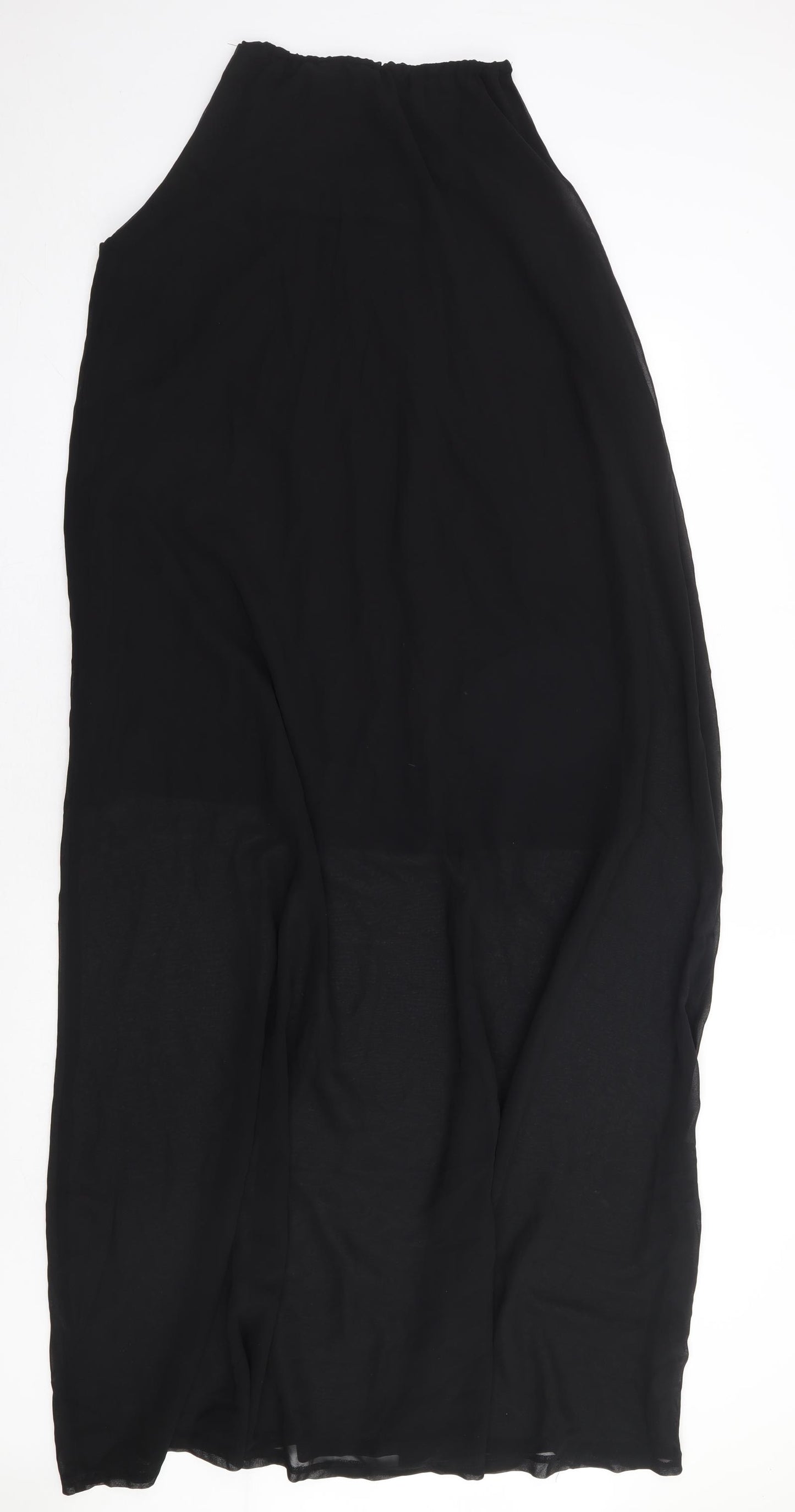 Boohoo Womens Black Polyester Maxi Size 8 Crew Neck Pullover - Chiffon Overlay