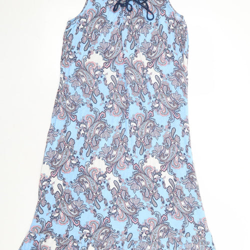 Company Womens Blue Floral Rayon Tank Dress Size S Round Neck Pullover