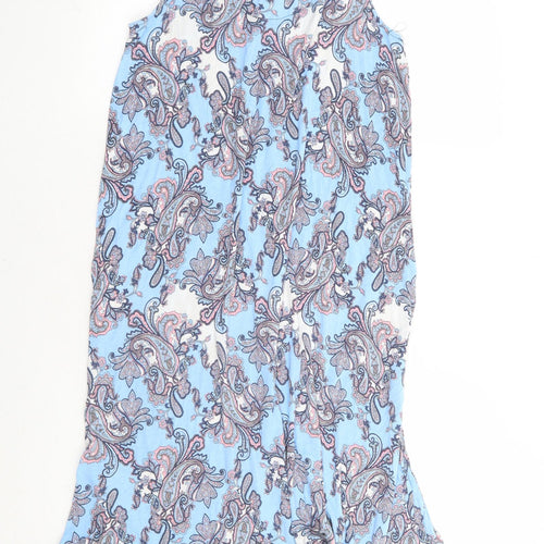 Company Womens Blue Floral Rayon Tank Dress Size S Round Neck Pullover