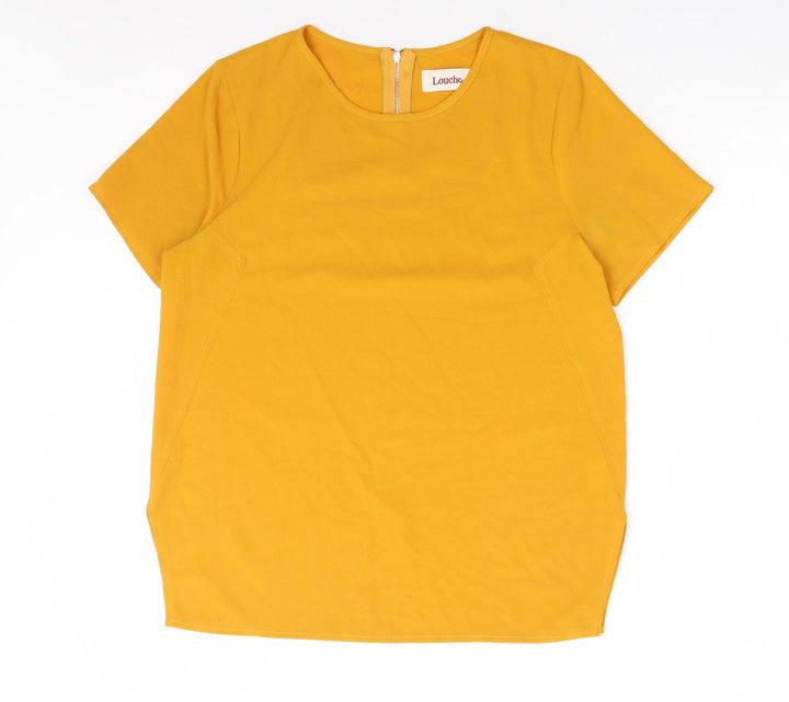 Louche Womens Yellow Polyester Basic T-Shirt Size 10 Round Neck