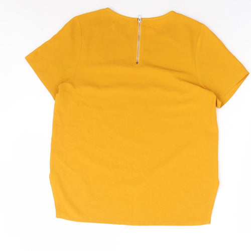 Louche Womens Yellow Polyester Basic T-Shirt Size 10 Round Neck