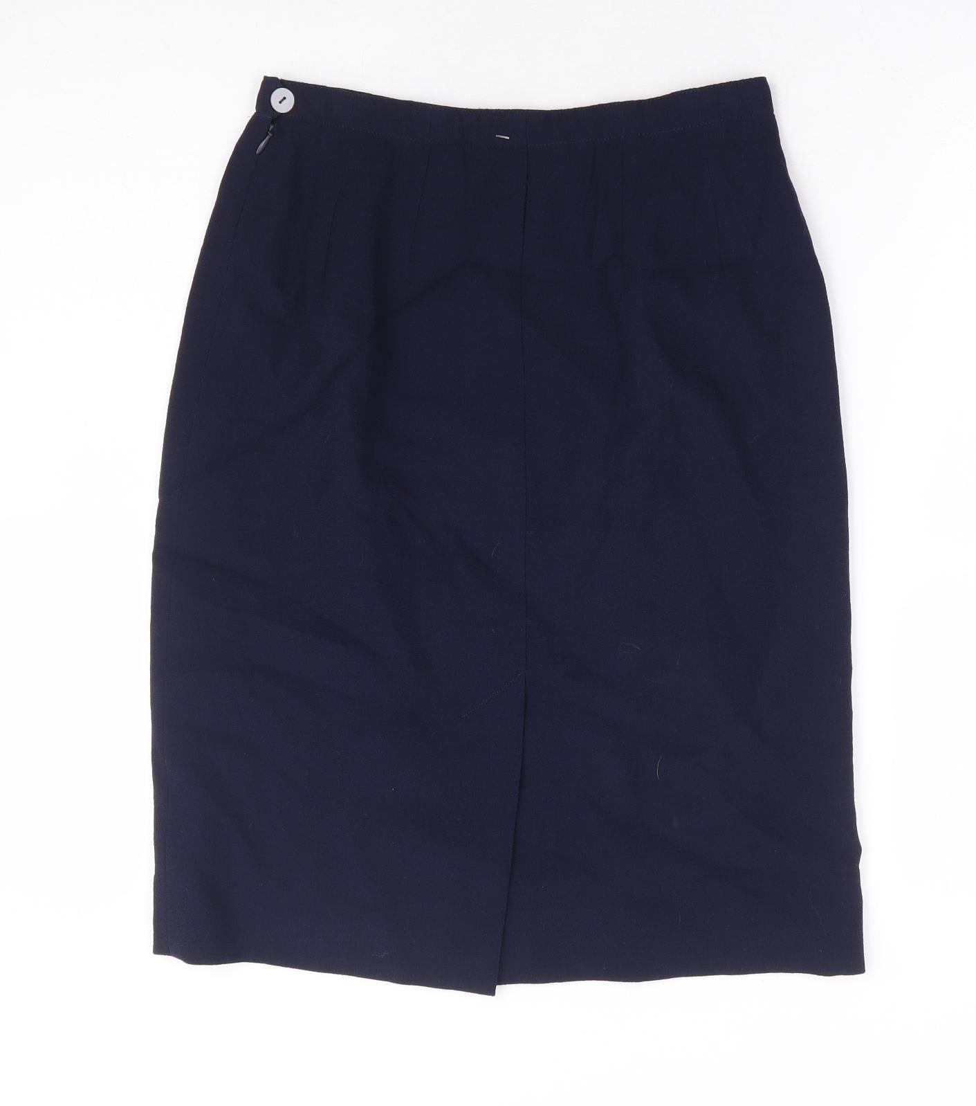 Jean Muir Womens Blue Wool Straight & Pencil Skirt Size 10 Zip