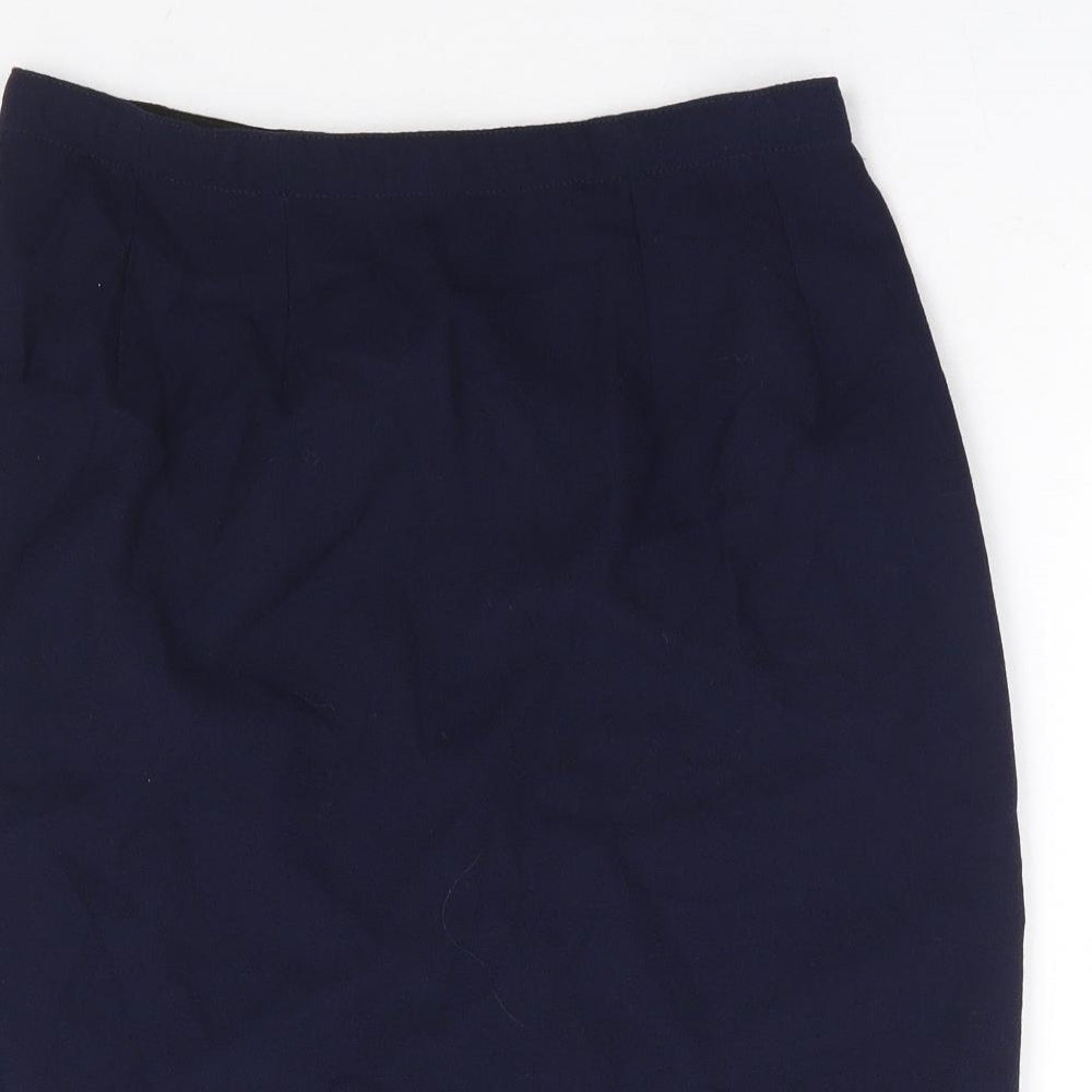 Jean Muir Womens Blue Wool Straight & Pencil Skirt Size 10 Zip