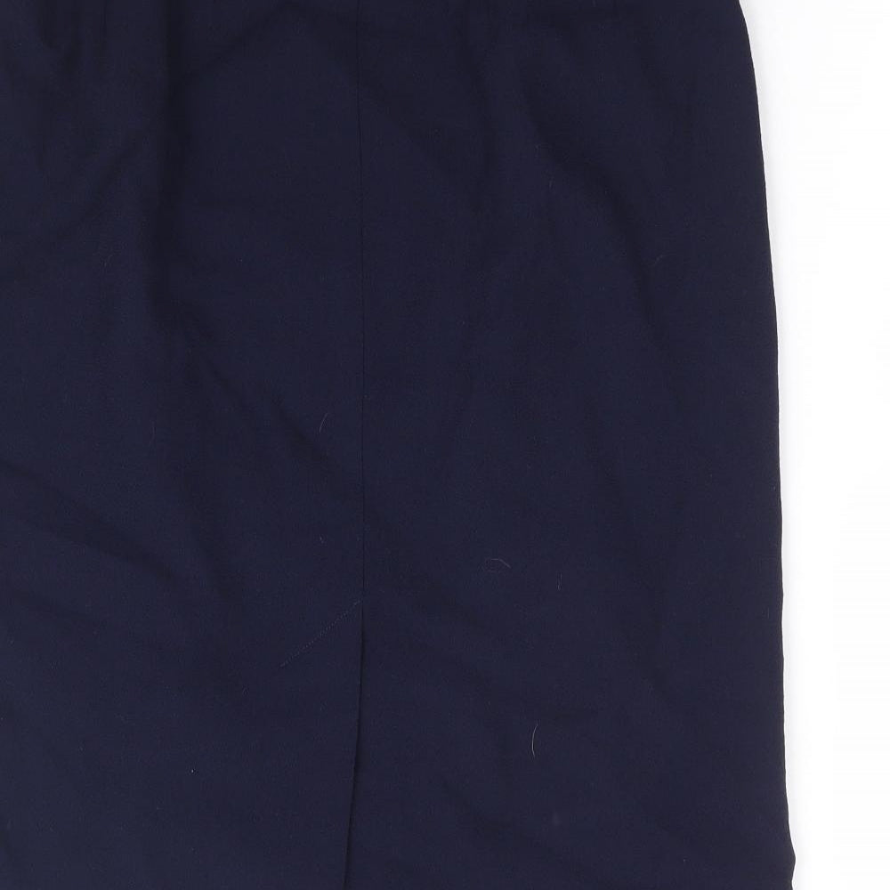 Jean Muir Womens Blue Wool Straight & Pencil Skirt Size 10 Zip