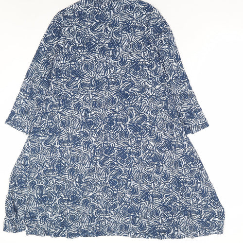 Principles Womens Blue Geometric Viscose A-Line Size 10 Mock Neck Pullover