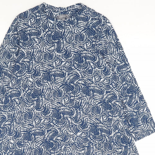 Principles Womens Blue Geometric Viscose A-Line Size 10 Mock Neck Pullover