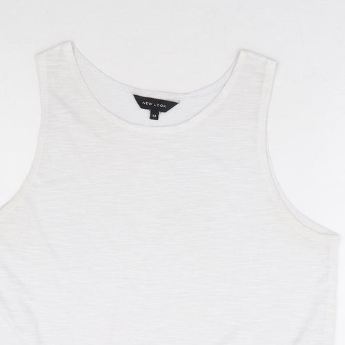 New Look Womens White Polyester Basic Tank Size 12 Round Neck - Crochet Hem