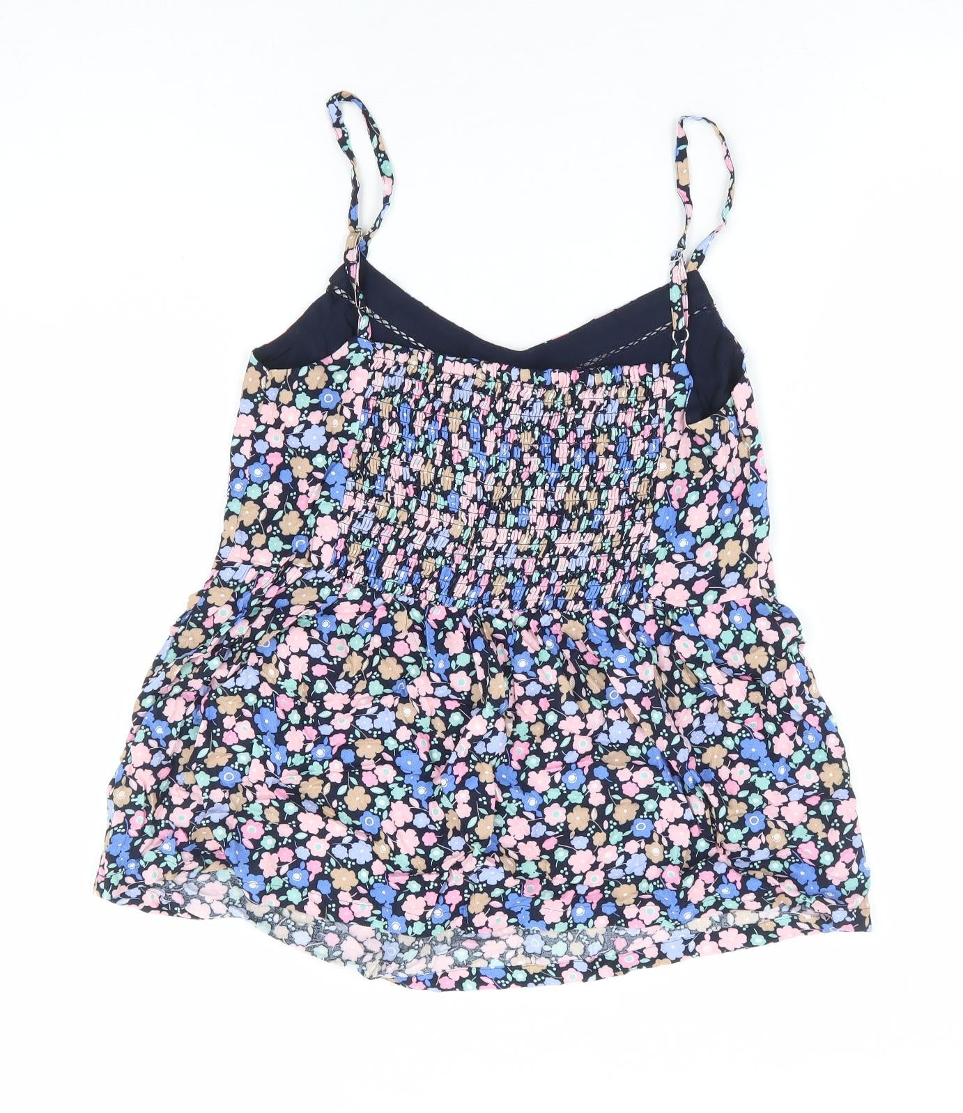 Marks and Spencer Womens Multicoloured Floral Polyester Camisole Blouse Size 6 V-Neck - Shirred Back