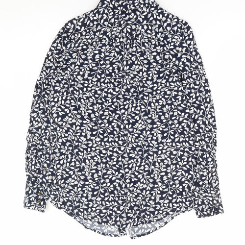Marks and Spencer Womens Blue Floral Viscose Basic Button-Up Size 6 Collared