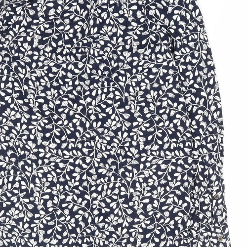 Marks and Spencer Womens Blue Floral Viscose Basic Button-Up Size 6 Collared