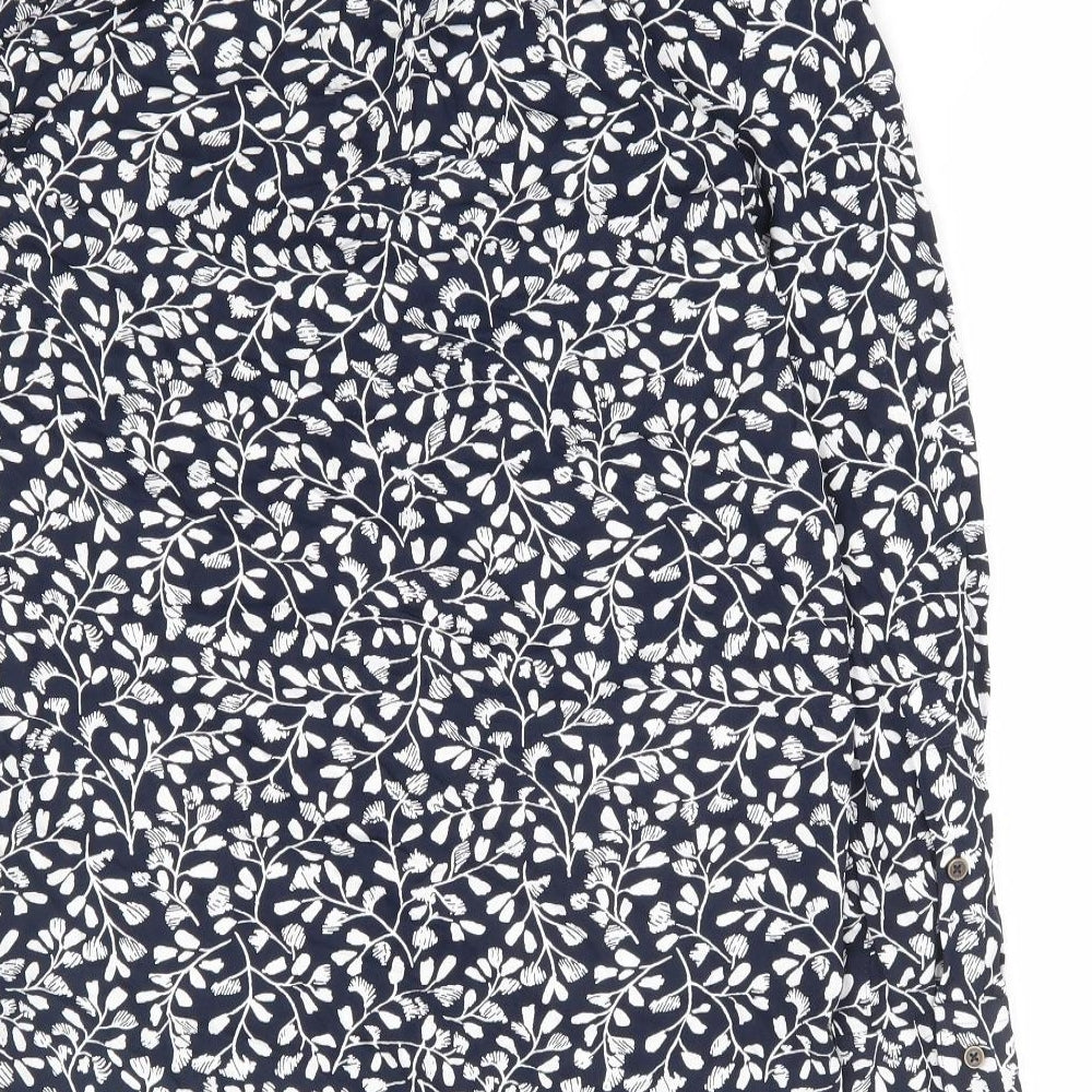 Marks and Spencer Womens Blue Floral Viscose Basic Button-Up Size 6 Collared