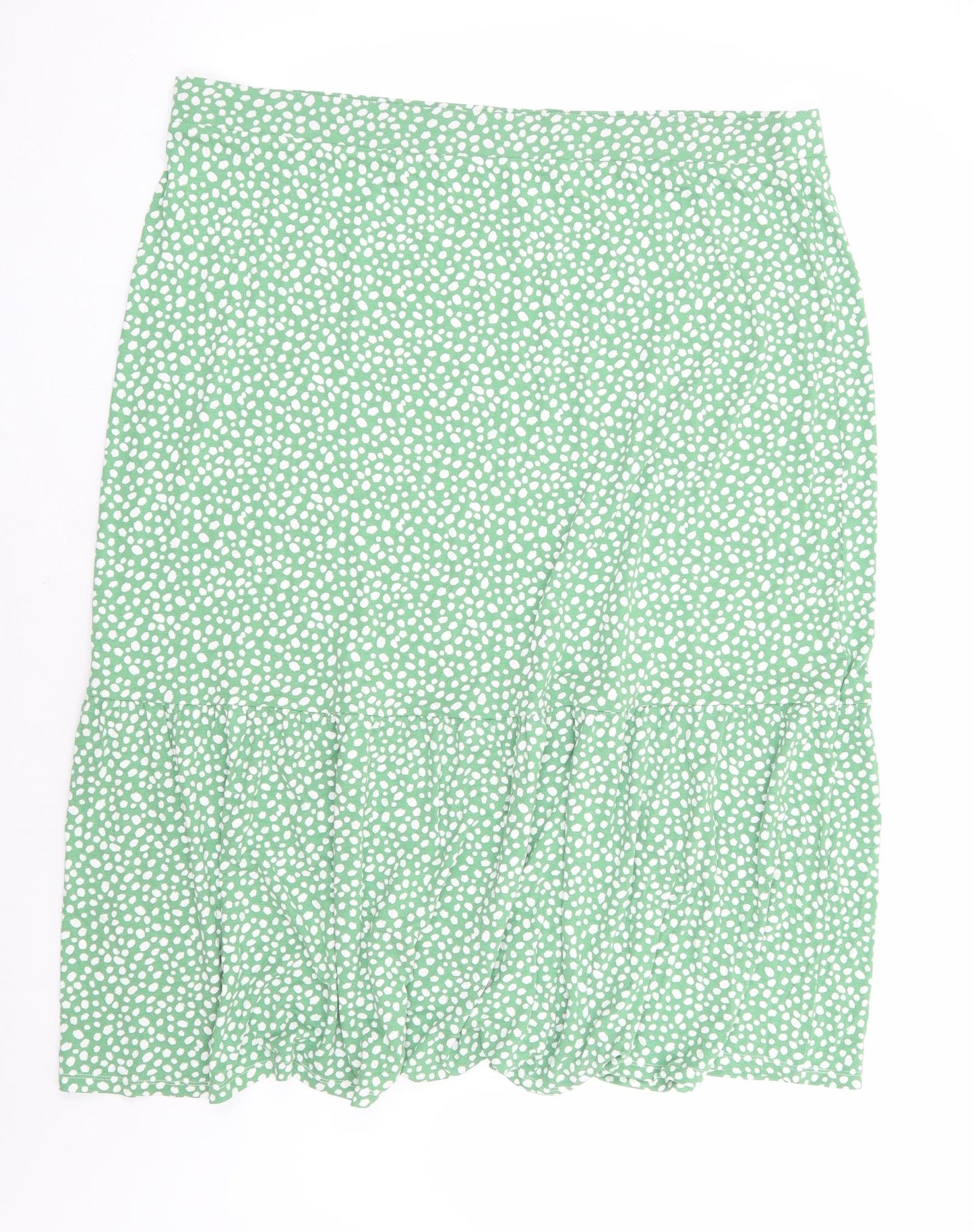 Marks and Spencer Womens Green Polka Dot Viscose A-Line Skirt Size 22