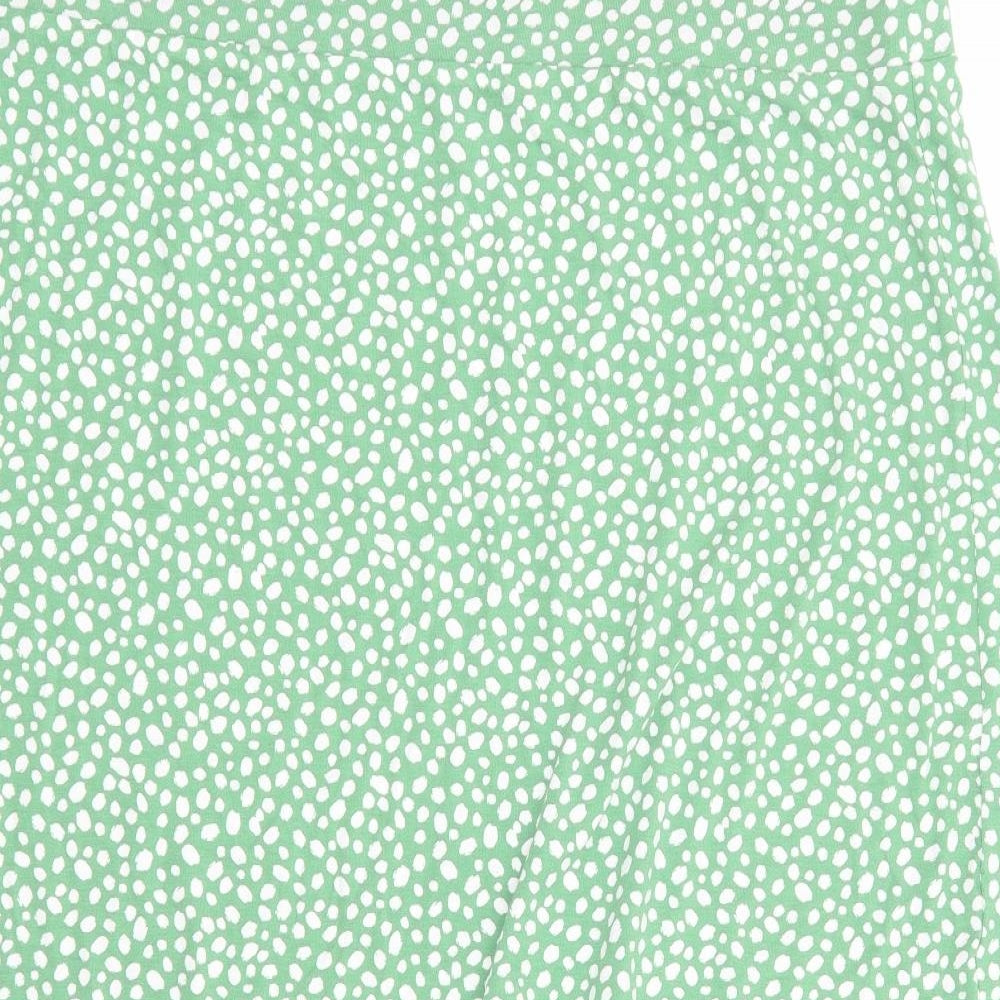 Marks and Spencer Womens Green Polka Dot Viscose A-Line Skirt Size 22