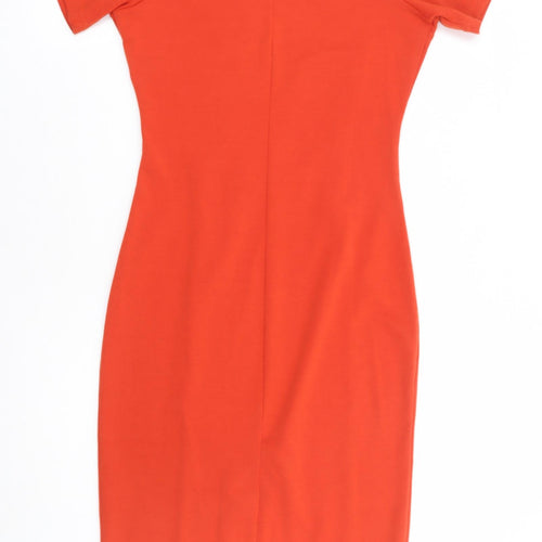 Izabel Womens Orange Polyester Pencil Dress Size 8 Boat Neck Pullover