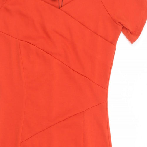 Izabel Womens Orange Polyester Pencil Dress Size 8 Boat Neck Pullover