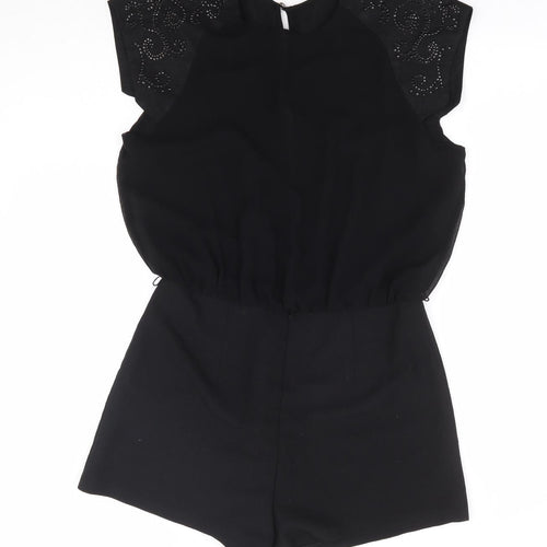 Republic Womens Black Polyester Playsuit One-Piece Size M Button
