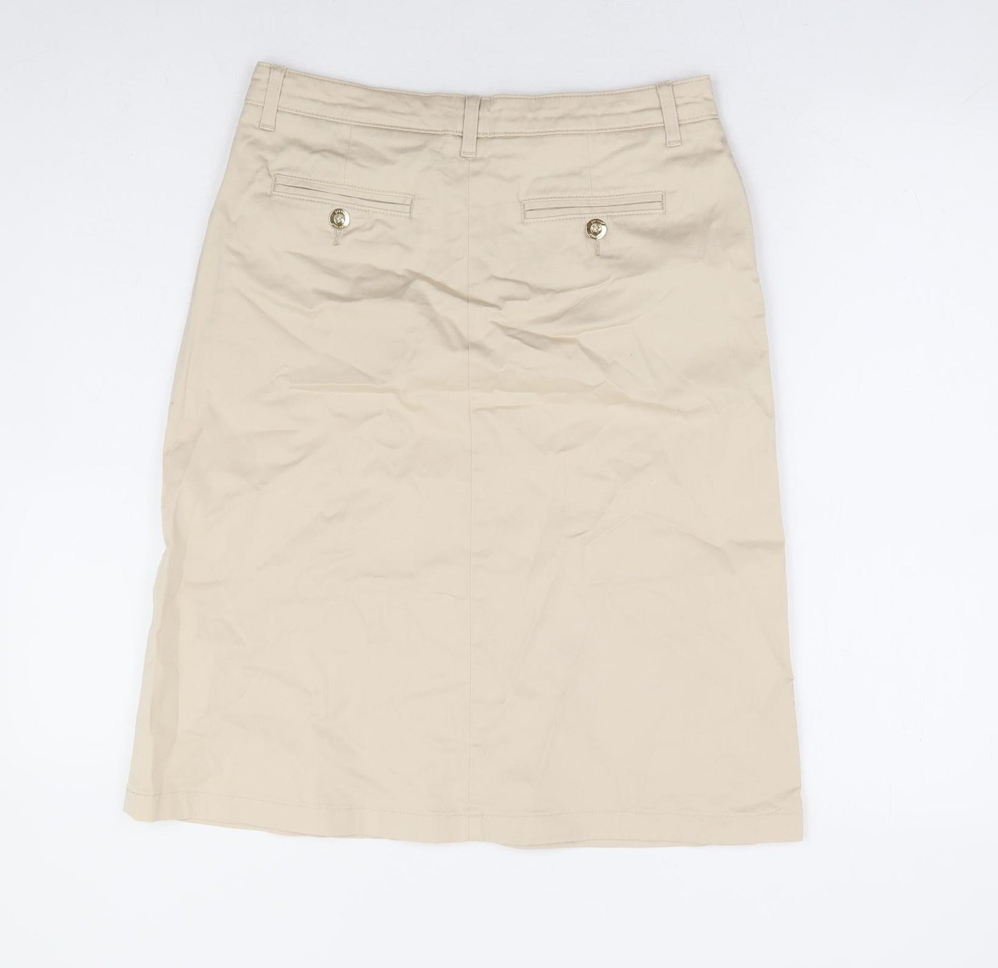 Per Una Womens Beige Cotton A-Line Skirt Size 10 Zip