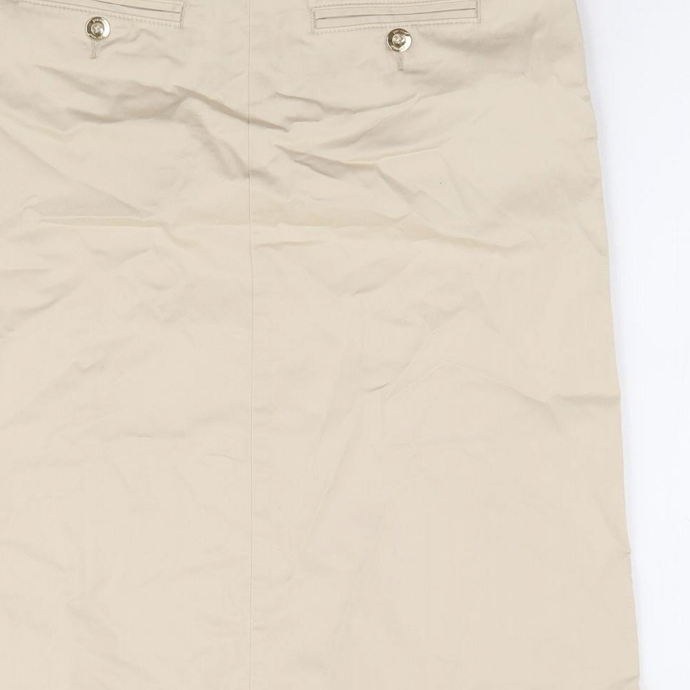 Per Una Womens Beige Cotton A-Line Skirt Size 10 Zip