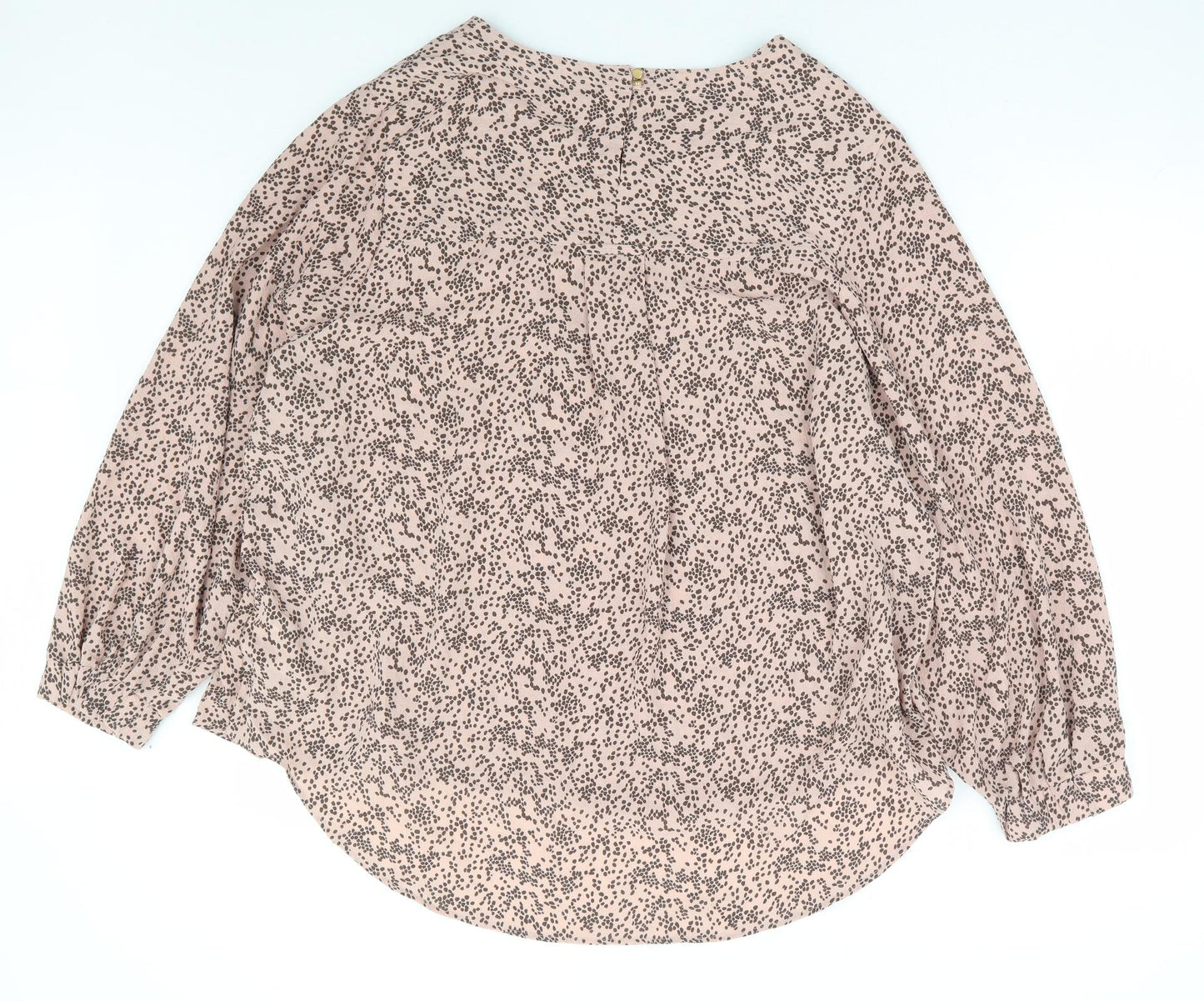 Marks and Spencer Womens Pink Geometric Polyester Basic Blouse Size 24 Round Neck