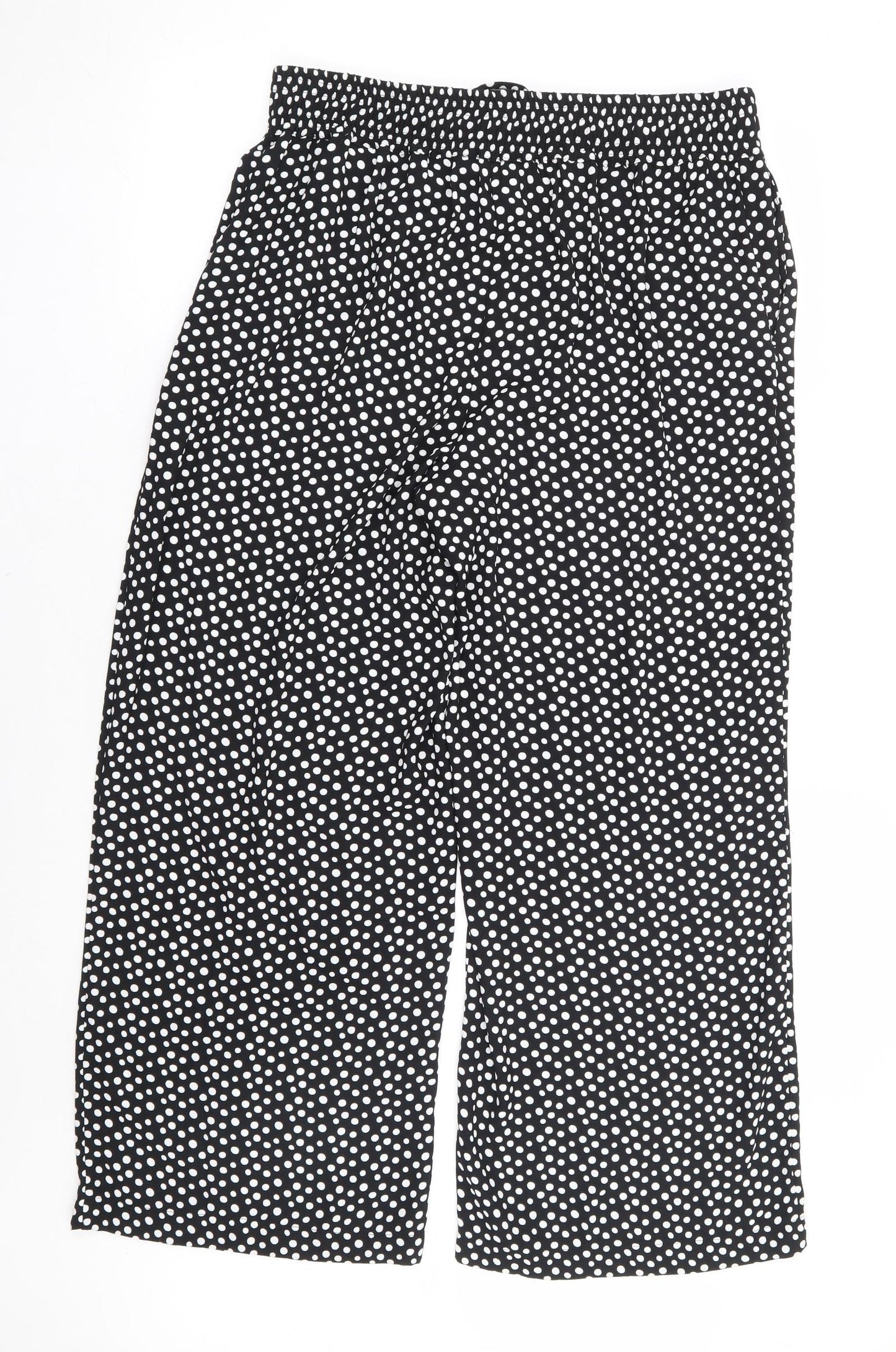 Marks and Spencer Womens Black Polka Dot Polyester Trousers Size 16 L28 in Regular Drawstring
