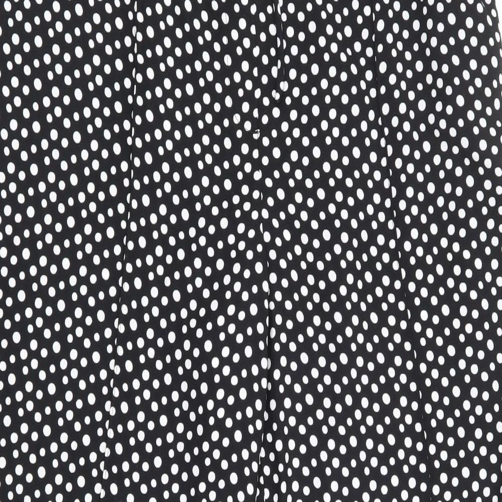 Marks and Spencer Womens Black Polka Dot Polyester Trousers Size 16 L28 in Regular Drawstring