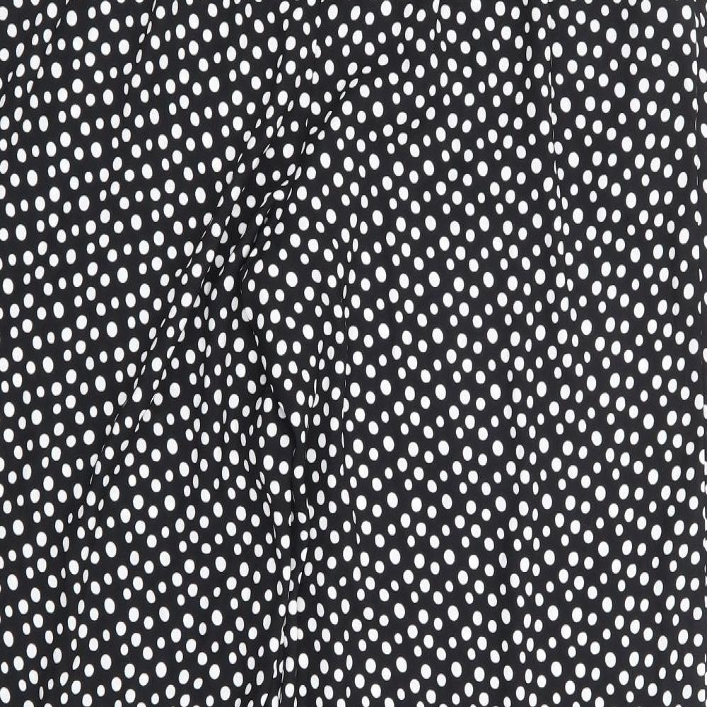 Marks and Spencer Womens Black Polka Dot Polyester Trousers Size 16 L28 in Regular Drawstring