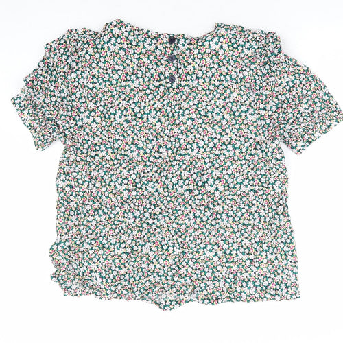 Marks and Spencer Womens Multicoloured Floral Viscose Basic T-Shirt Size 18 Round Neck