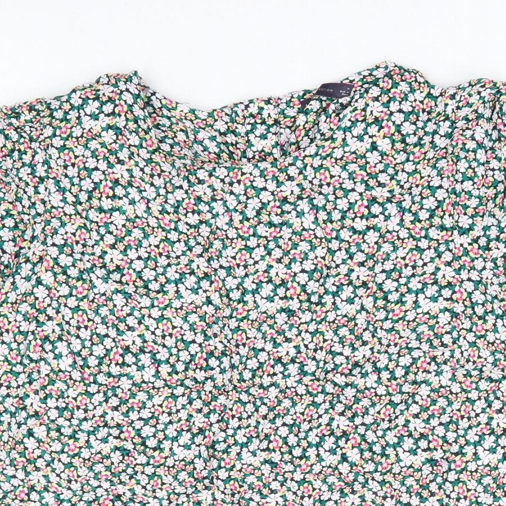 Marks and Spencer Womens Multicoloured Floral Viscose Basic T-Shirt Size 18 Round Neck