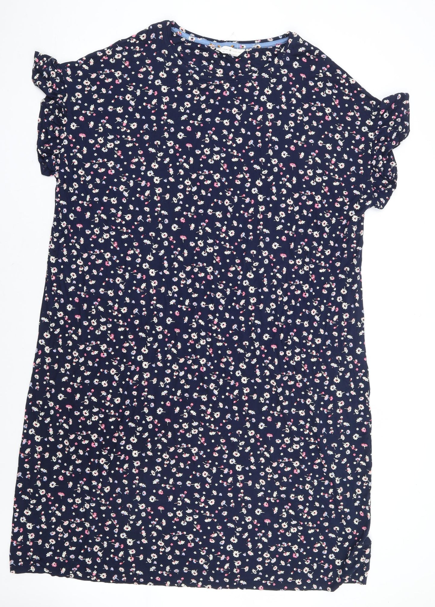 Marks and Spencer Womens Blue Floral Viscose Top Nightshirt Size 24
