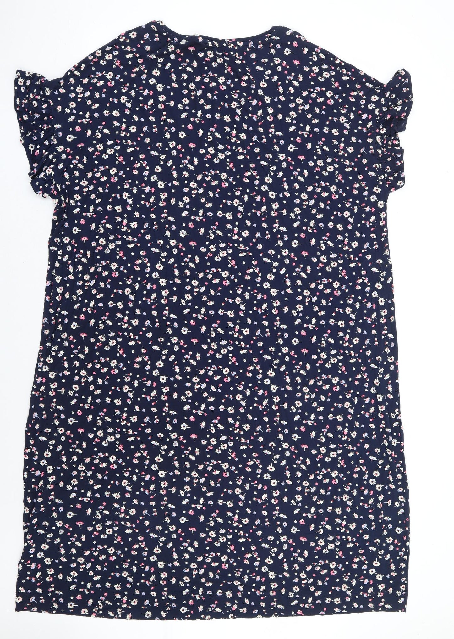 Marks and Spencer Womens Blue Floral Viscose Top Nightshirt Size 24