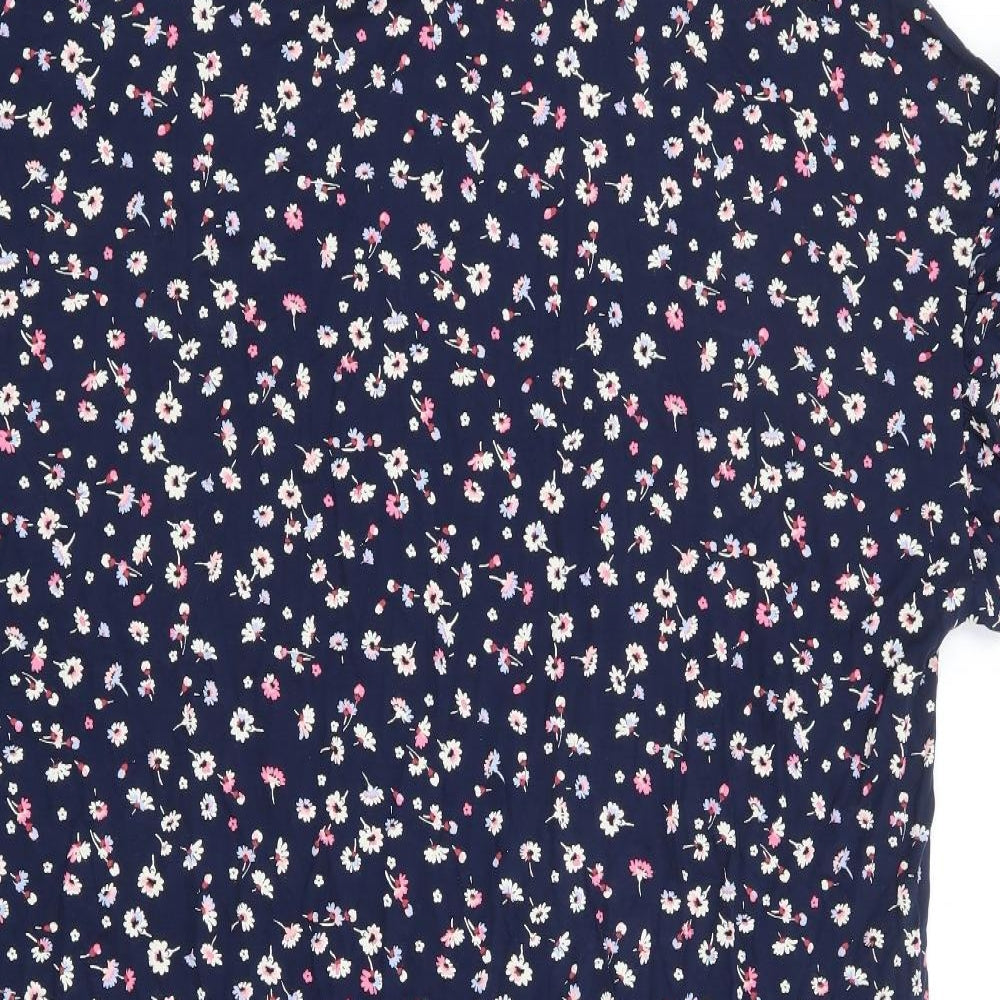 Marks and Spencer Womens Blue Floral Viscose Top Nightshirt Size 24