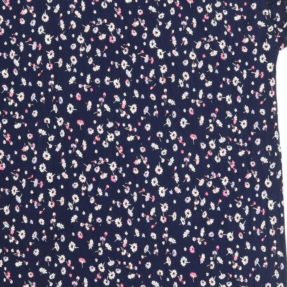 Marks and Spencer Womens Blue Floral Viscose Top Nightshirt Size 24