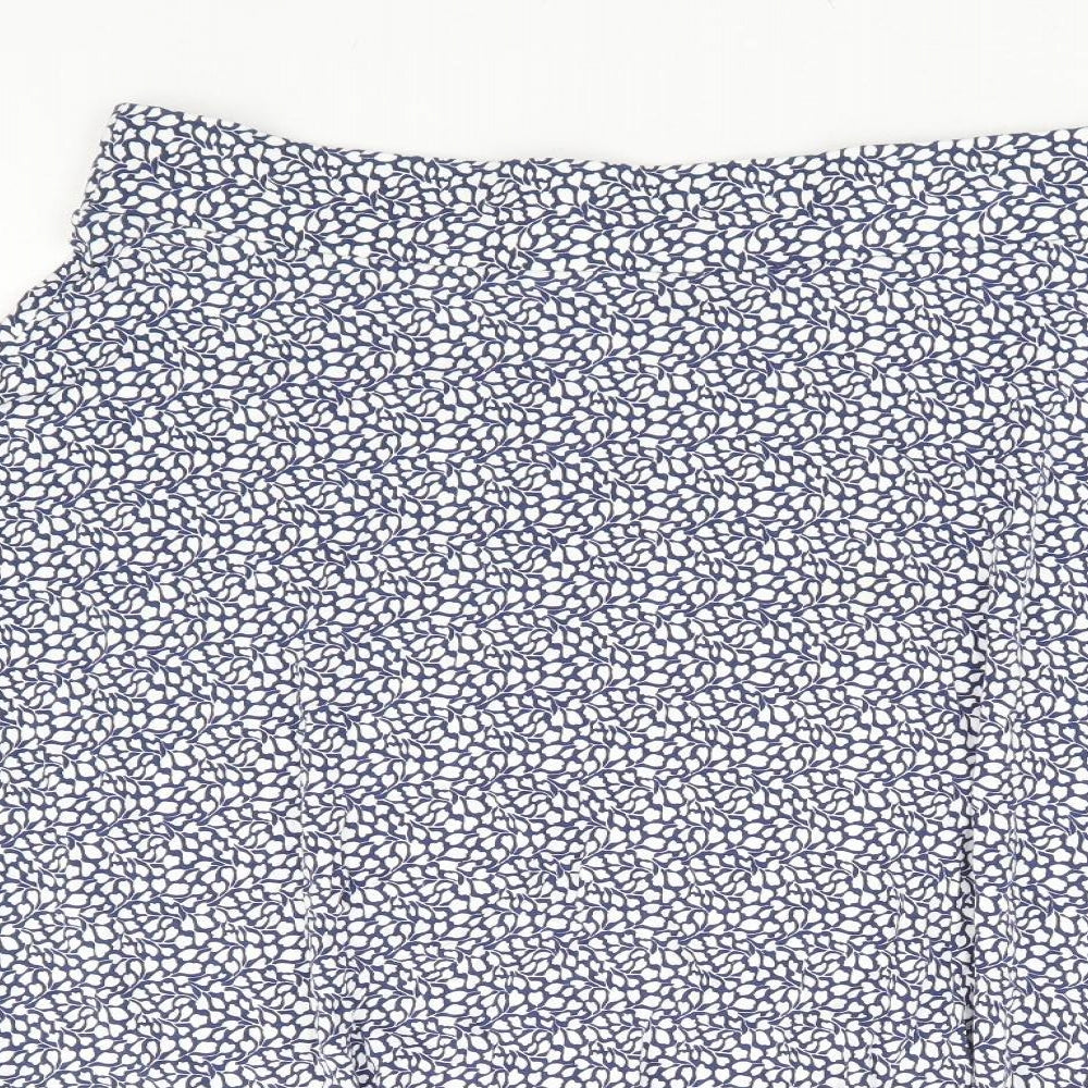 Marks and Spencer Womens Blue Floral Viscose A-Line Skirt Size 16