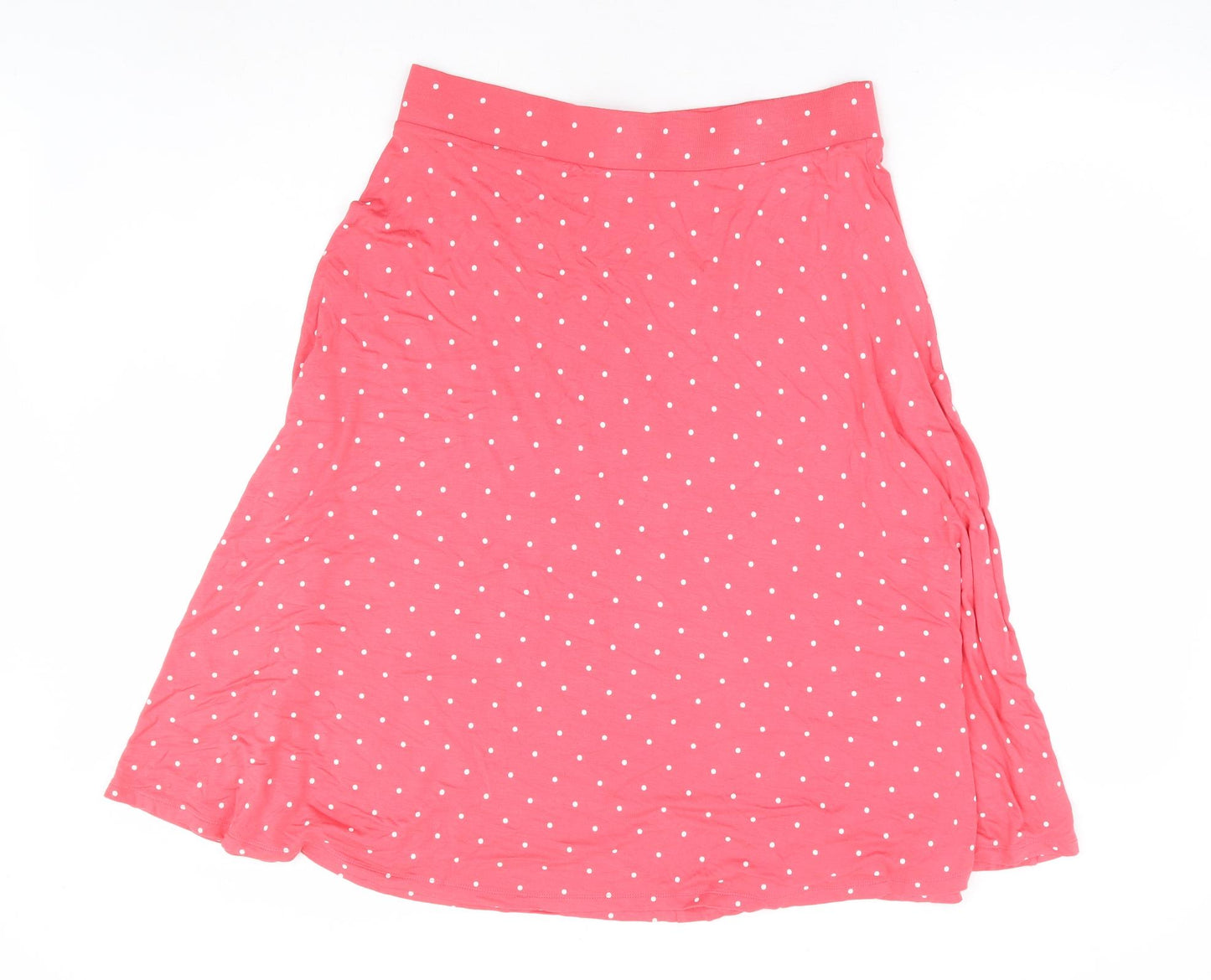 Marks and Spencer Womens Pink Polka Dot Viscose A-Line Skirt Size 14