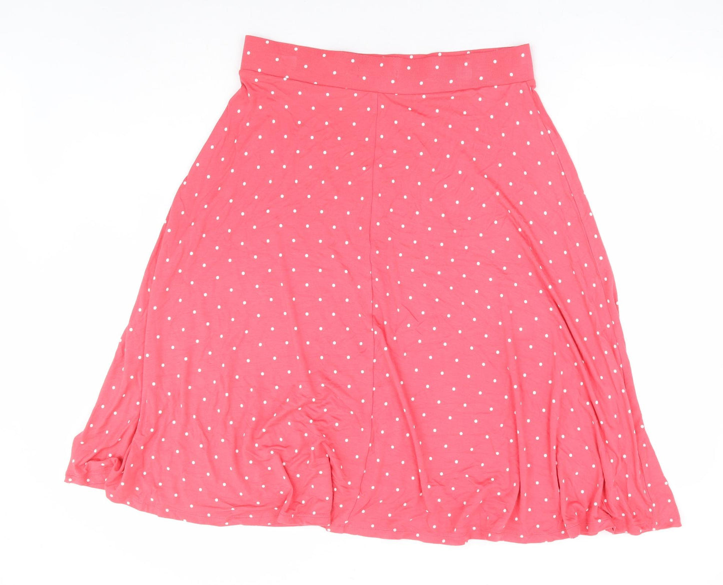 Marks and Spencer Womens Pink Polka Dot Viscose A-Line Skirt Size 14