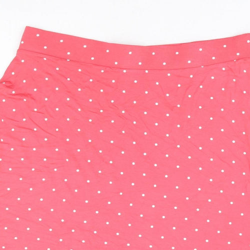 Marks and Spencer Womens Pink Polka Dot Viscose A-Line Skirt Size 14