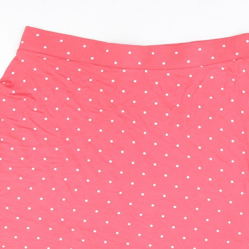 Marks and Spencer Womens Pink Polka Dot Viscose A-Line Skirt Size 14