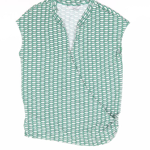 NEXT Womens Green Geometric Viscose Wrap Tank Size 10 V-Neck - Faux Wrap