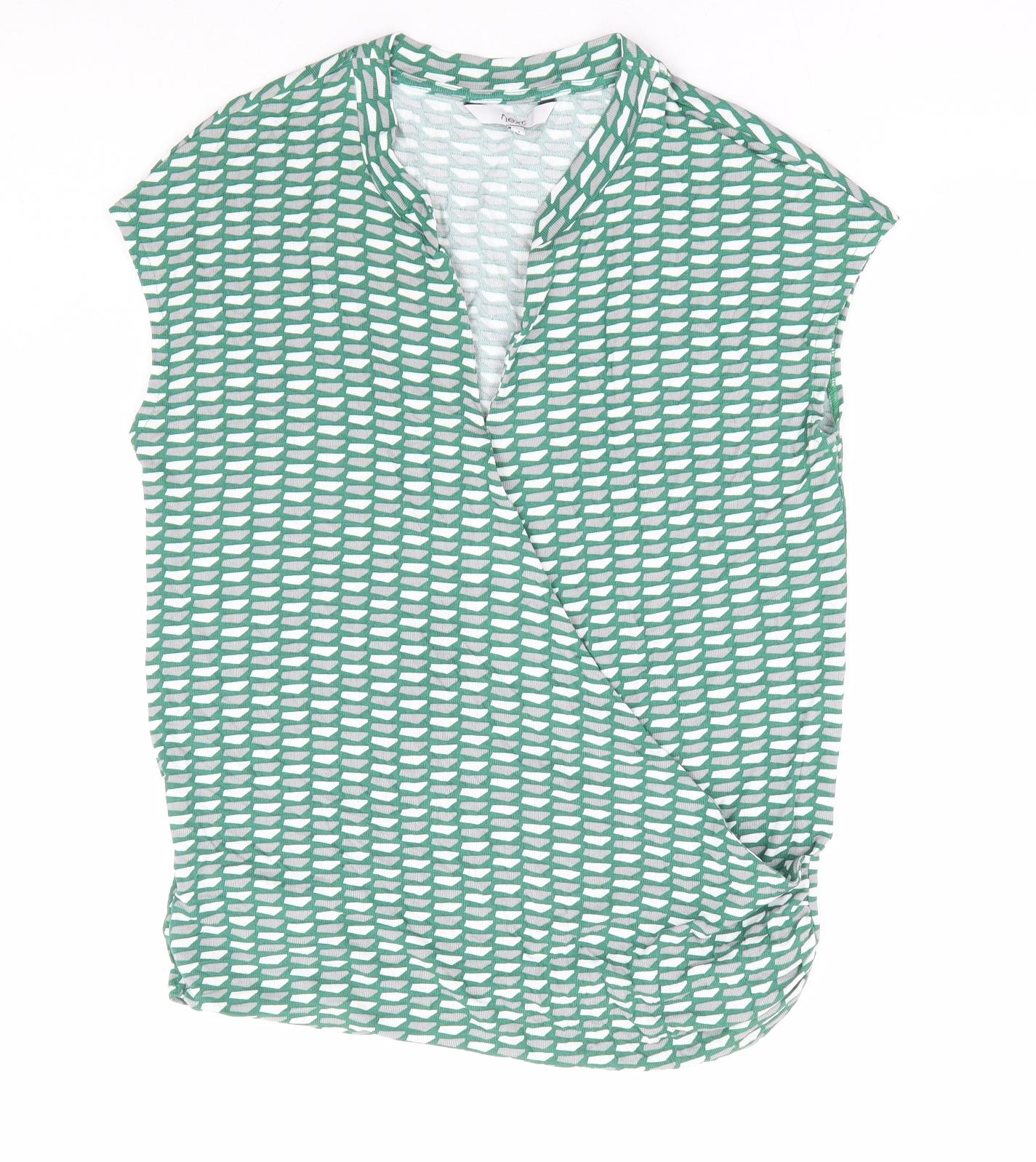 NEXT Womens Green Geometric Viscose Wrap Tank Size 10 V-Neck - Faux Wrap