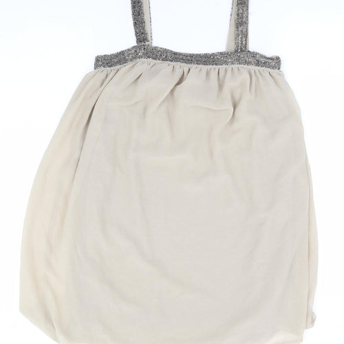 VERO MODA Womens Beige Polyester Mini Size S Square Neck Zip