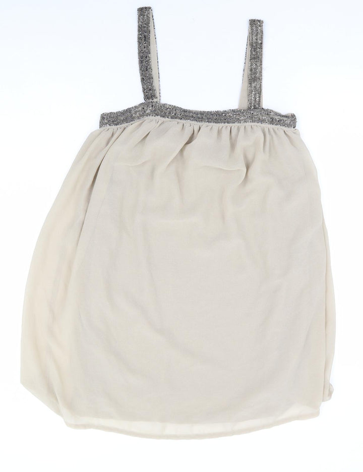 VERO MODA Womens Beige Polyester Mini Size S Square Neck Zip