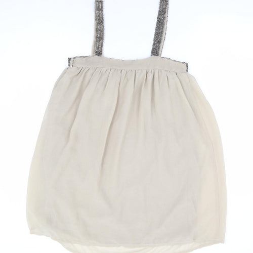 VERO MODA Womens Beige Polyester Mini Size S Square Neck Zip