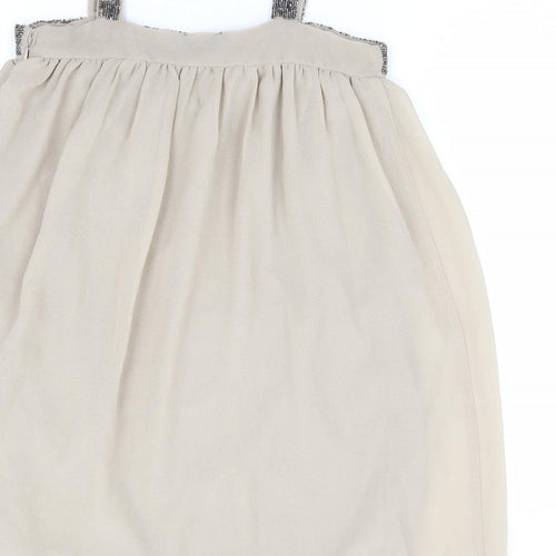 VERO MODA Womens Beige Polyester Mini Size S Square Neck Zip