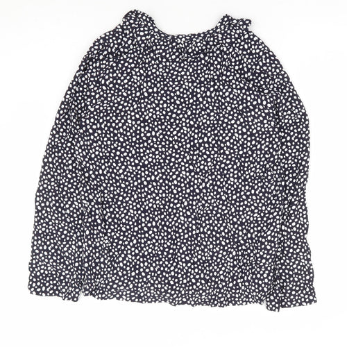 Marks an dSpencer Womens Blue Geometric Viscose Basic Blouse Size 10 V-Neck