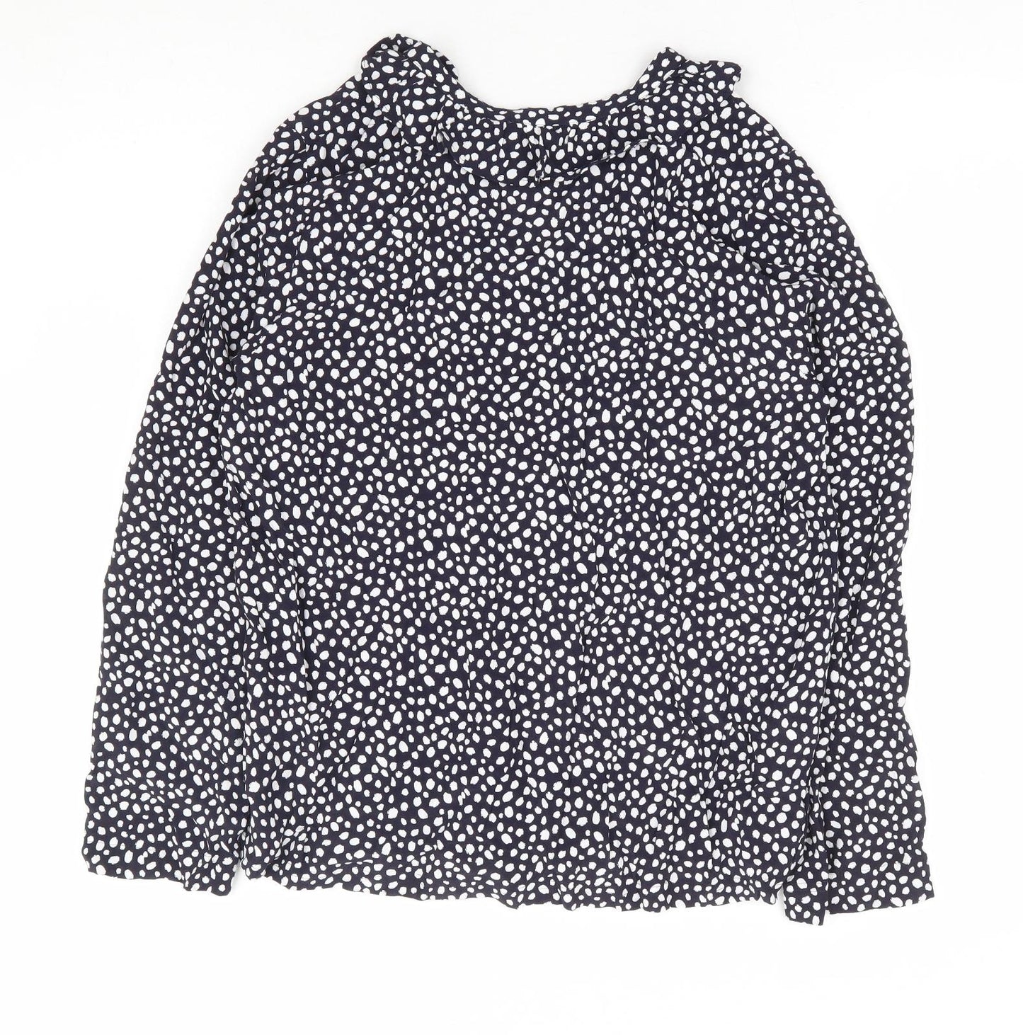 Marks an dSpencer Womens Blue Geometric Viscose Basic Blouse Size 10 V-Neck