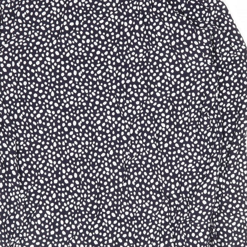 Marks an dSpencer Womens Blue Geometric Viscose Basic Blouse Size 10 V-Neck